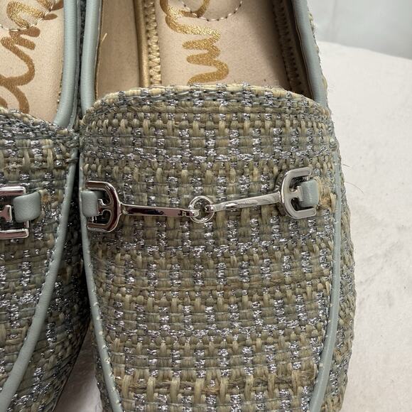 Sam Edelman Loraine Bit Blue Faux Tweed Comfort Loafers Shoe Size 1 Girl - Picture 9 of 12